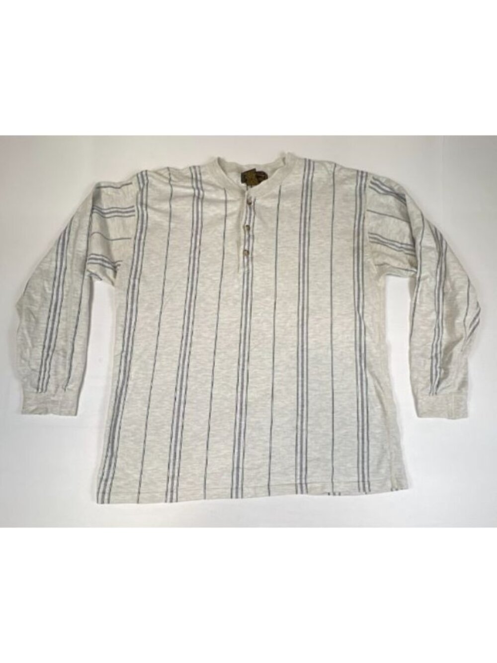Vintage Eddie Bauer Mens Large Striped Henley Long Sleeve Shirt Made In USA